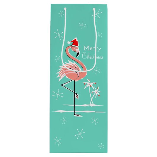 Weihnachts Flamingo Frohe Weihnachtswein Geschenk  Geschenktüte Für Weinflaschen (Vorderseite)