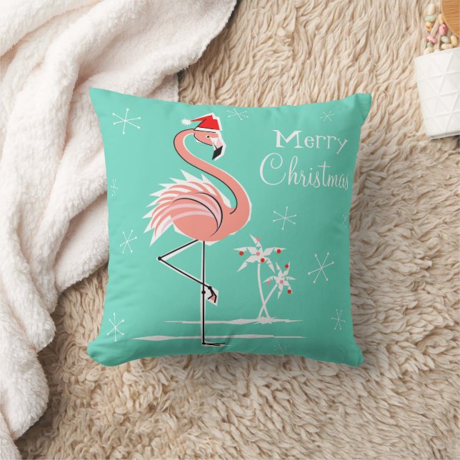 Weihnachts Flamingo Frohe Weihnachtswerfen Kissen (Decke)
