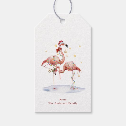 Weihnachts-Flamingo-Gift-Tags Geschenkanhänger (Vorderseite)