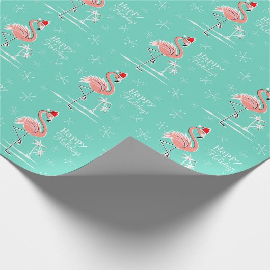 Weihnachts Flamingo Happy Holidays Packpapier (Ecke)
