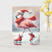 Weihnachts Flamingo Ice Skaten Karte (Gelbe Blume)