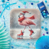 Weihnachts Flamingo Ice Skaten Pappteller (Party)