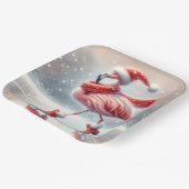 Weihnachts Flamingo Ice Skaten Pappteller (Gewinkelt)