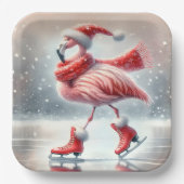 Weihnachts Flamingo Ice Skaten Pappteller (Vorderseite)
