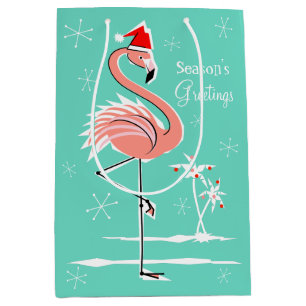 Weihnachts Flamingo Jahreszeit Grüße Medium Mittlere Geschenktüte