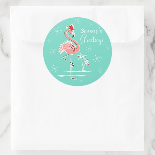 Weihnachts-Flamingo-Jahreszeit Runder Aufkleber (Tasche)