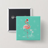 Weihnachts-Flamingo-Knopfplatz Button (Vorne & Hinten)