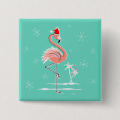 Weihnachts-Flamingo-Knopfplatz Button (Vorderseite)