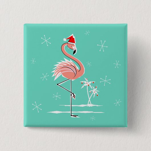 Weihnachts-Flamingo-Knopfplatz Button (Vorderseite)