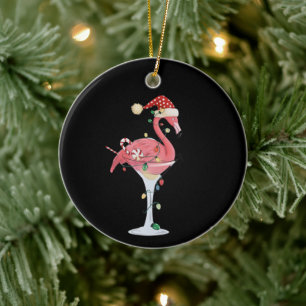 Weihnachts-Flamingo-Lichter Xmas Tropisches Tier  Keramik Ornament
