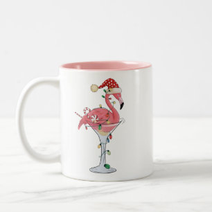Weihnachts-Flamingo-Lichter Xmas Tropisches Tier Zweifarbige Tasse