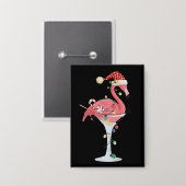 Weihnachts Flamingo Lights Xmas Tropisches Tier Button (Vorderseite/Rückseite)