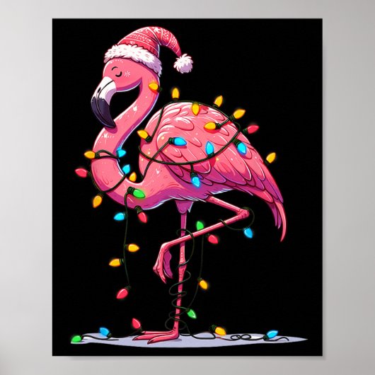 Weihnachts Flamingo Lover Santa Xmas Frauen Männer Poster (Vorne)