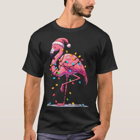 Weihnachts Flamingo Lover Santa Xmas Frauen Männer T-Shirt (Vorderseite)