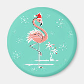 Weihnachts-Flamingo-Magnet rund Magnet (Vorne)