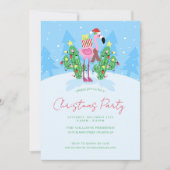 Weihnachts Flamingo mit Kaktus. Einladung (Vorderseite)