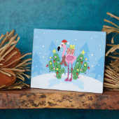 Weihnachts-Flamingo mit Kaktus Fotoplatte (Seite)