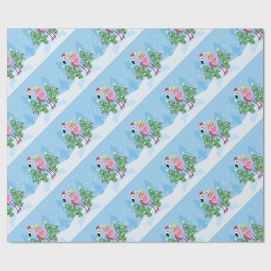 Weihnachts-Flamingo mit Kaktus Geschenkpapier (Flach)