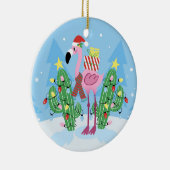 Weihnachts-Flamingo mit Kaktus Keramik Ornament (Rechts)