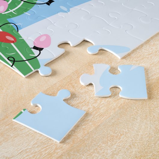 Weihnachts-Flamingo mit Kaktus Puzzle (Seite)