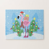 Weihnachts-Flamingo mit Kaktus Puzzle (Horizontal)