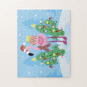 Weihnachts-Flamingo mit Kaktus Puzzle (Vertikal)