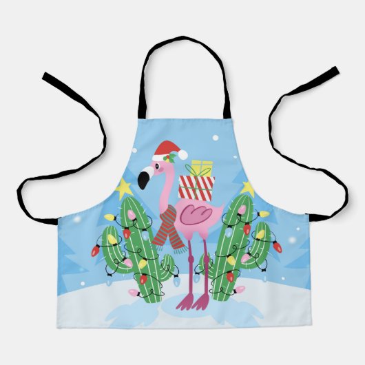 Weihnachts-Flamingo mit Kaktus Schürze (Vorderseite)