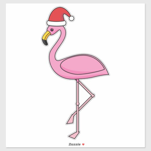 Weihnachts-Flamingo mit Weihnachtsmannmütze Aufkleber (Blatt)