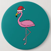 Weihnachts-Flamingo mit Weihnachtsmannmütze Button (Vorderseite)