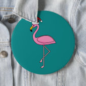 Weihnachts-Flamingo mit Weihnachtsmannmütze Button (Beispiel)