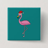 Weihnachts-Flamingo mit Weihnachtsmannmütze Button (Vorderseite)