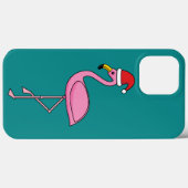 Weihnachts-Flamingo mit Weihnachtsmannmütze Case-Mate iPhone Hülle (Rückseite (Horizontal))