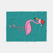 Weihnachts-Flamingo mit Weihnachtsmannmütze Fleecedecke (Vorderseite (Horizontal))