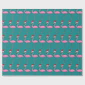 Weihnachts-Flamingo mit Weihnachtsmannmütze Geschenkpapier (Flach)