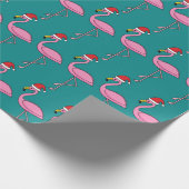 Weihnachts-Flamingo mit Weihnachtsmannmütze Geschenkpapier (Ecke)