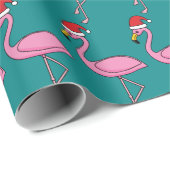 Weihnachts-Flamingo mit Weihnachtsmannmütze Geschenkpapier (Rolleneckpunkt)