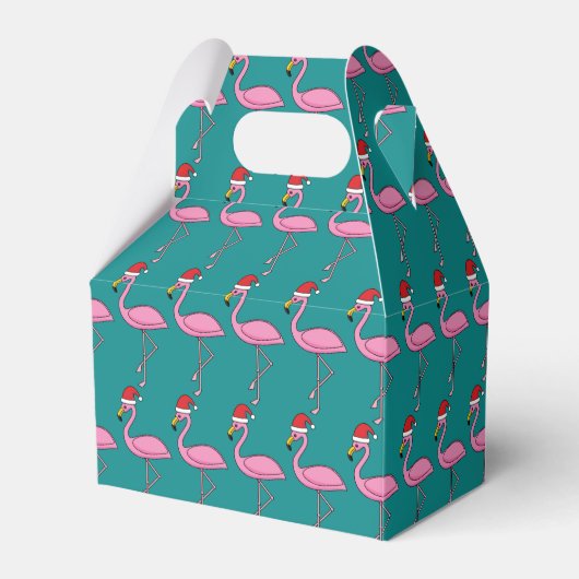 Weihnachts-Flamingo mit Weihnachtsmannmütze Geschenkschachtel (Vorderseite)