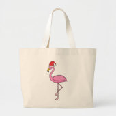 Weihnachts-Flamingo mit Weihnachtsmannmütze Jumbo Stoffbeutel (Vorne)