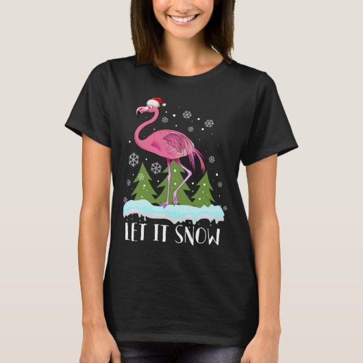 Weihnachts-Flamingo mit Weihnachtsmannmütze, lasse T-Shirt (Vorderseite)