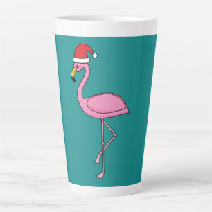 Weihnachts-Flamingo mit Weihnachtsmannmütze Milchtasse
