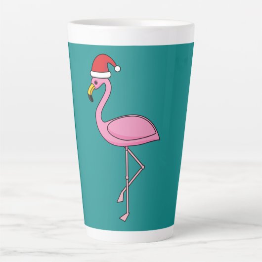 Weihnachts-Flamingo mit Weihnachtsmannmütze Milchtasse (Vorderseite)
