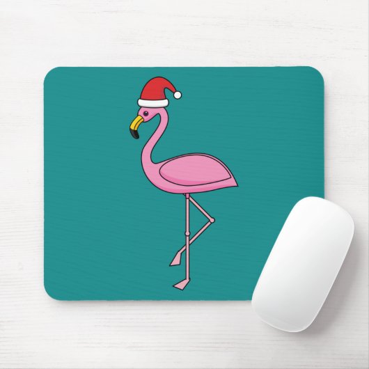 Weihnachts-Flamingo mit Weihnachtsmannmütze Mousepad (Mit Mouse)