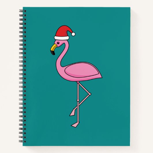 Weihnachts-Flamingo mit Weihnachtsmannmütze Notizblock (Vorderseite)