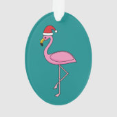 Weihnachts-Flamingo mit Weihnachtsmannmütze Ornament (Rückseite)