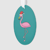 Weihnachts-Flamingo mit Weihnachtsmannmütze Ornament (Vorderseite)