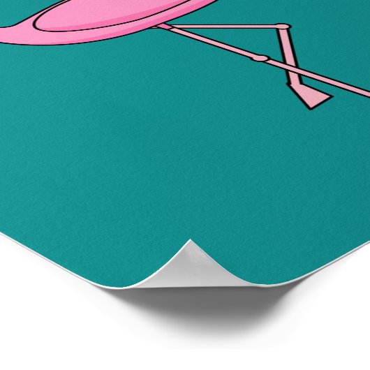 Weihnachts-Flamingo mit Weihnachtsmannmütze Poster (Ecke)