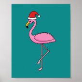 Weihnachts-Flamingo mit Weihnachtsmannmütze Poster (Vorne)