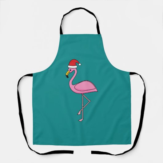 Weihnachts-Flamingo mit Weihnachtsmannmütze Schürze (Vorderseite)