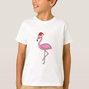 Weihnachts-Flamingo mit Weihnachtsmannmütze T-Shirt
