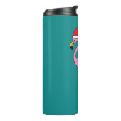 Weihnachts-Flamingo mit Weihnachtsmannmütze Thermosbecher (Nach links gedreht)